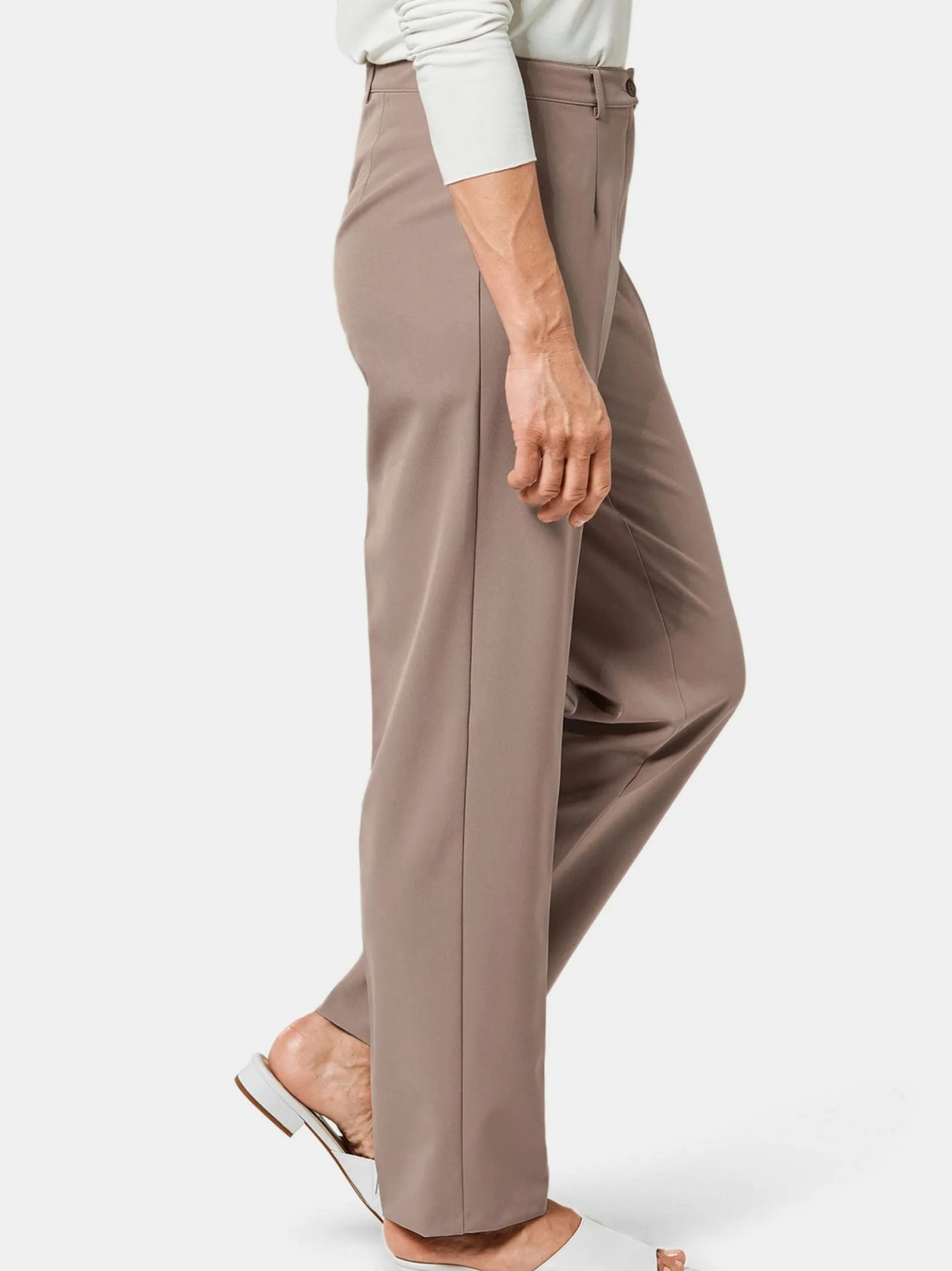 Goldner Damen Stoffhosen in taupe