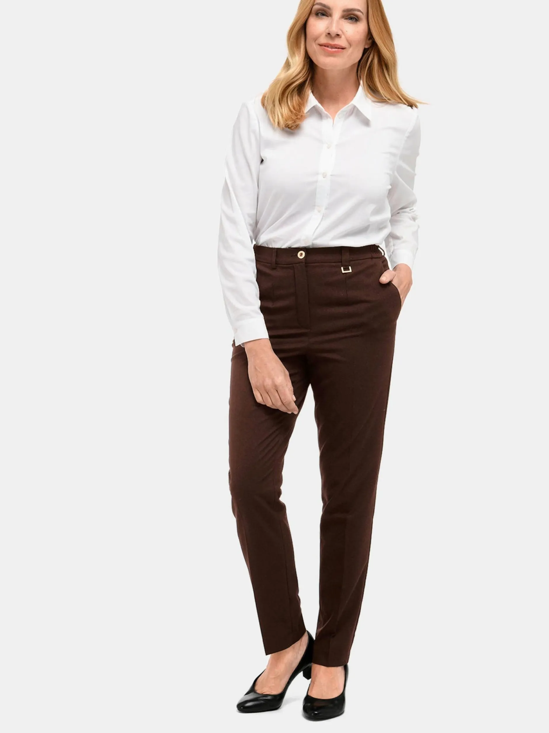 Goldner Damen Stoffhosen in taupe