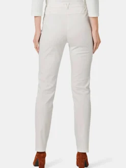 Goldner Damen Stoffhosen in weiß