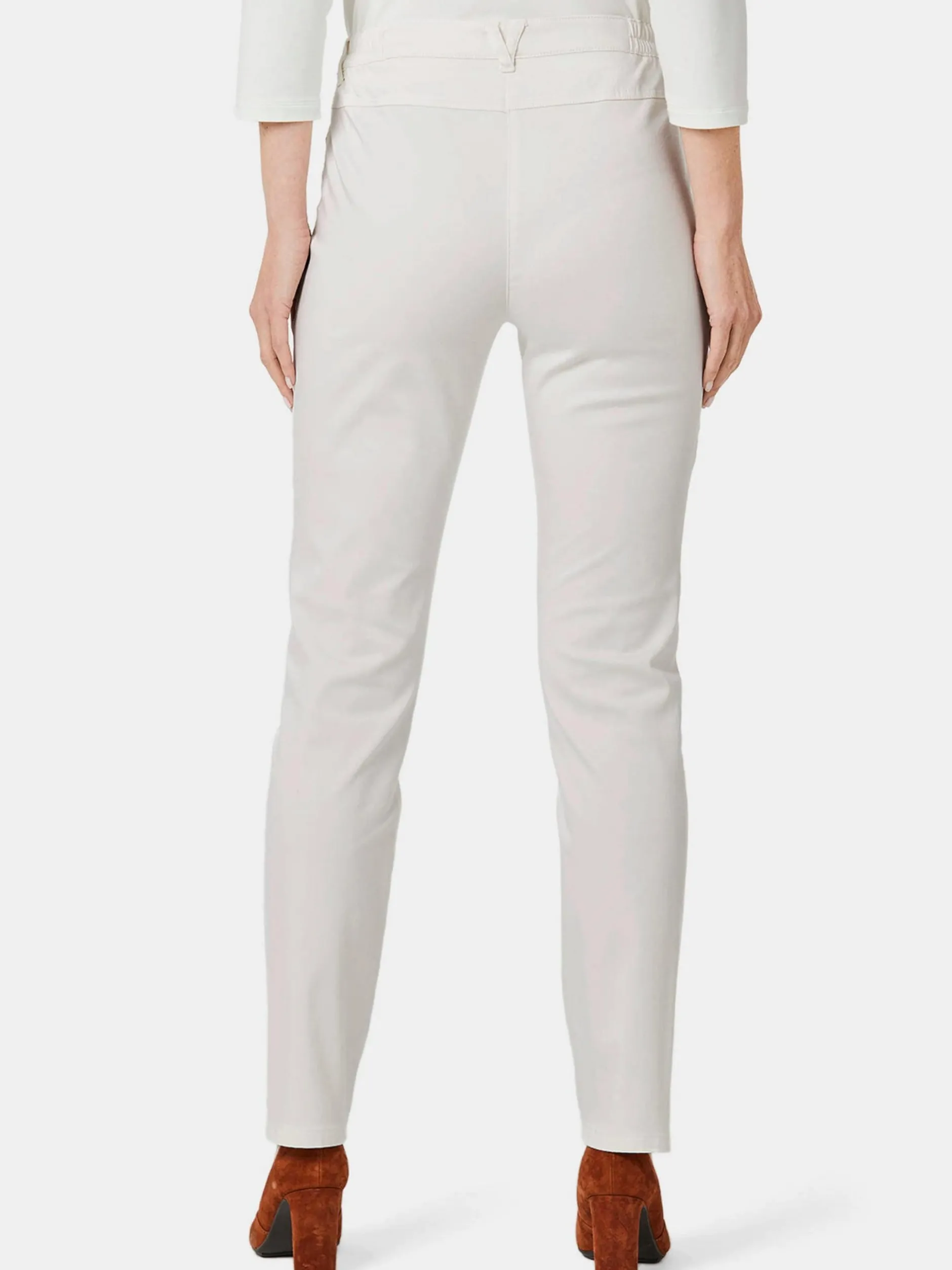 Goldner Damen Stoffhosen in weiß