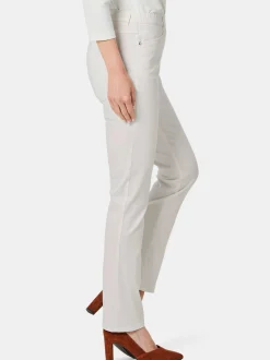 Goldner Damen Stoffhosen in weiß