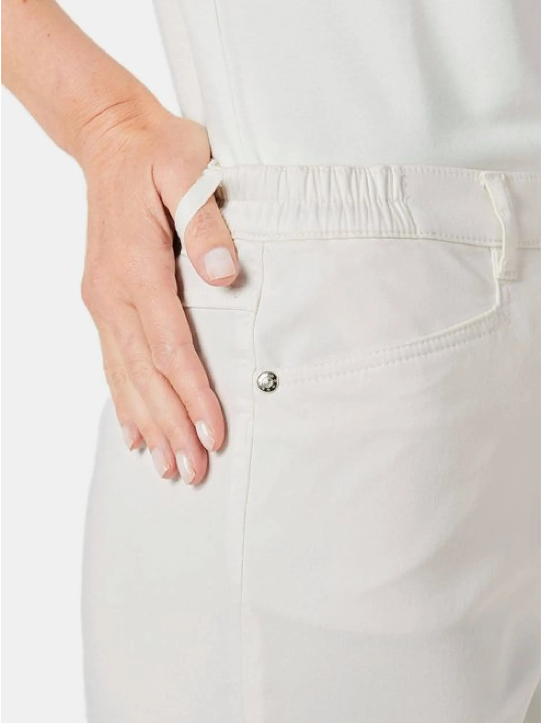 Goldner Damen Stoffhosen in weiß