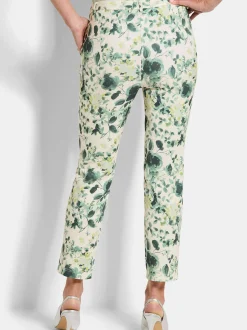 Goldner Damen Stoffhosen in weiß