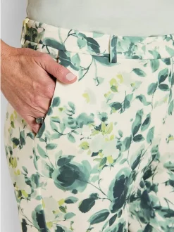 Goldner Damen Stoffhosen in weiß