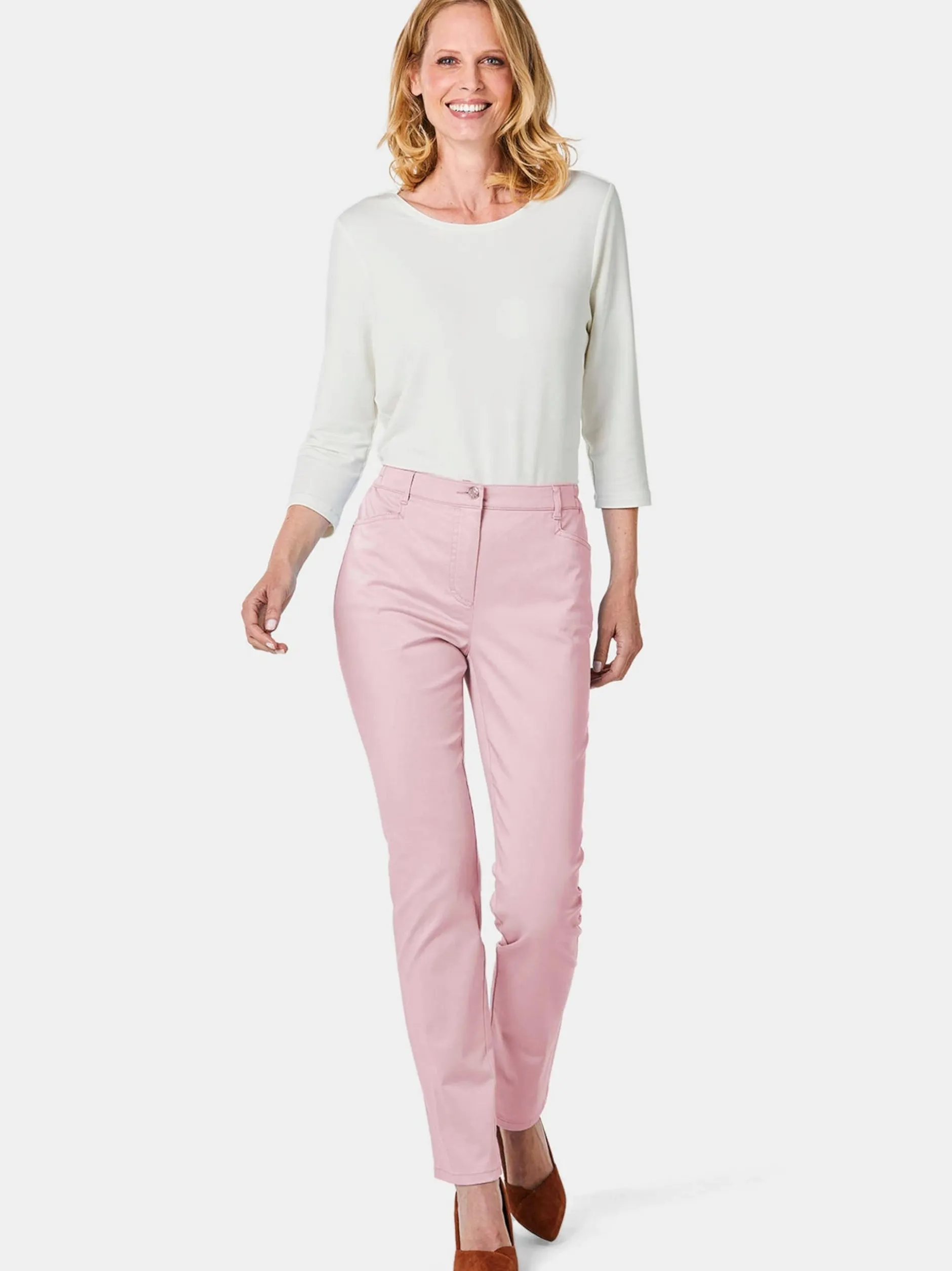 Goldner Damen Stoffhosen - Kurzgröße in rosa