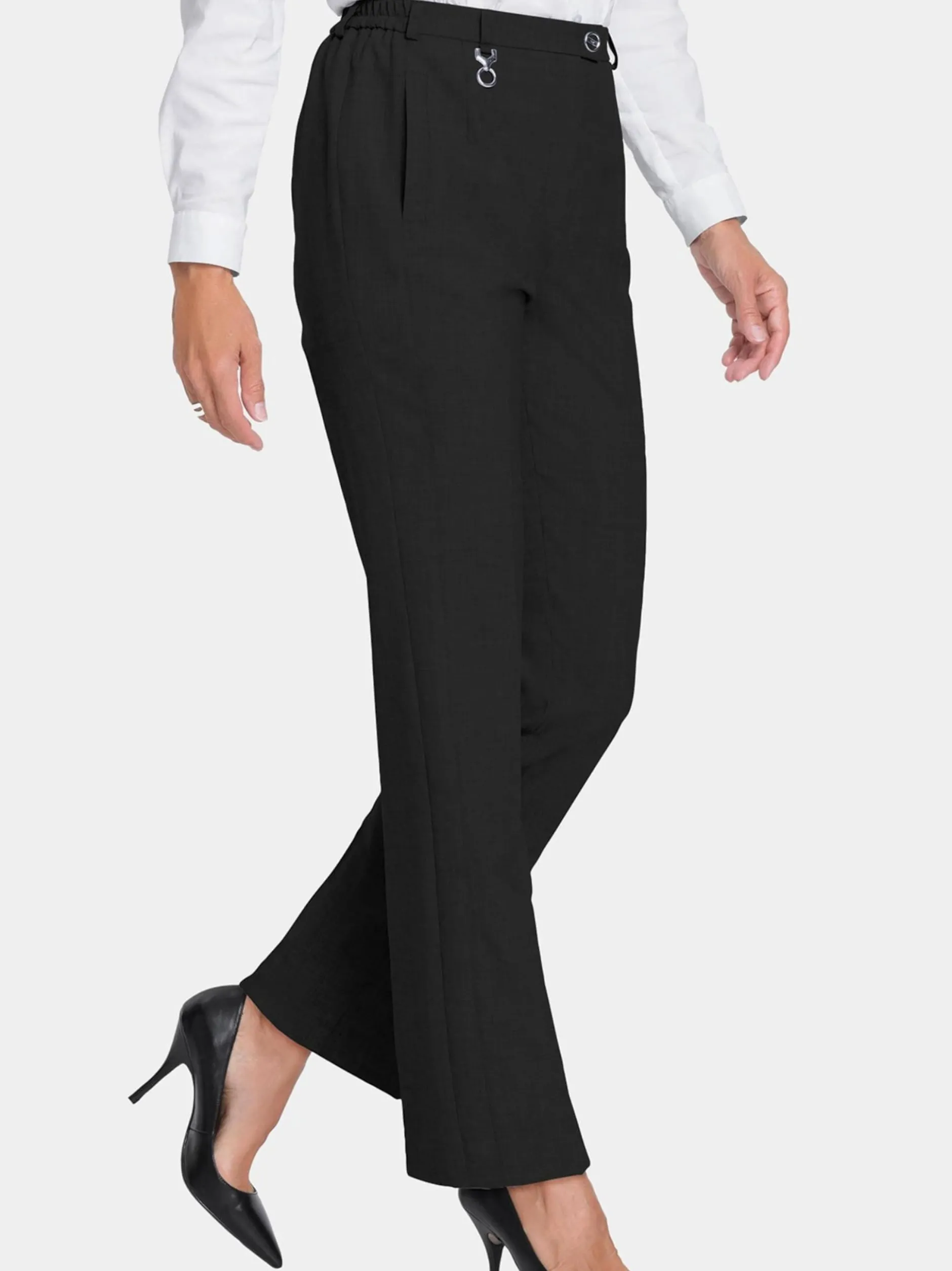 Goldner Damen Stoffhosen - Kurzgröße in schwarz