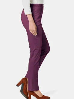 Goldner Damen Stoffhosen - Kurzgröße in aubergine