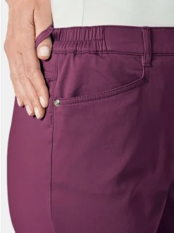 Goldner Damen Stoffhosen - Kurzgröße in aubergine