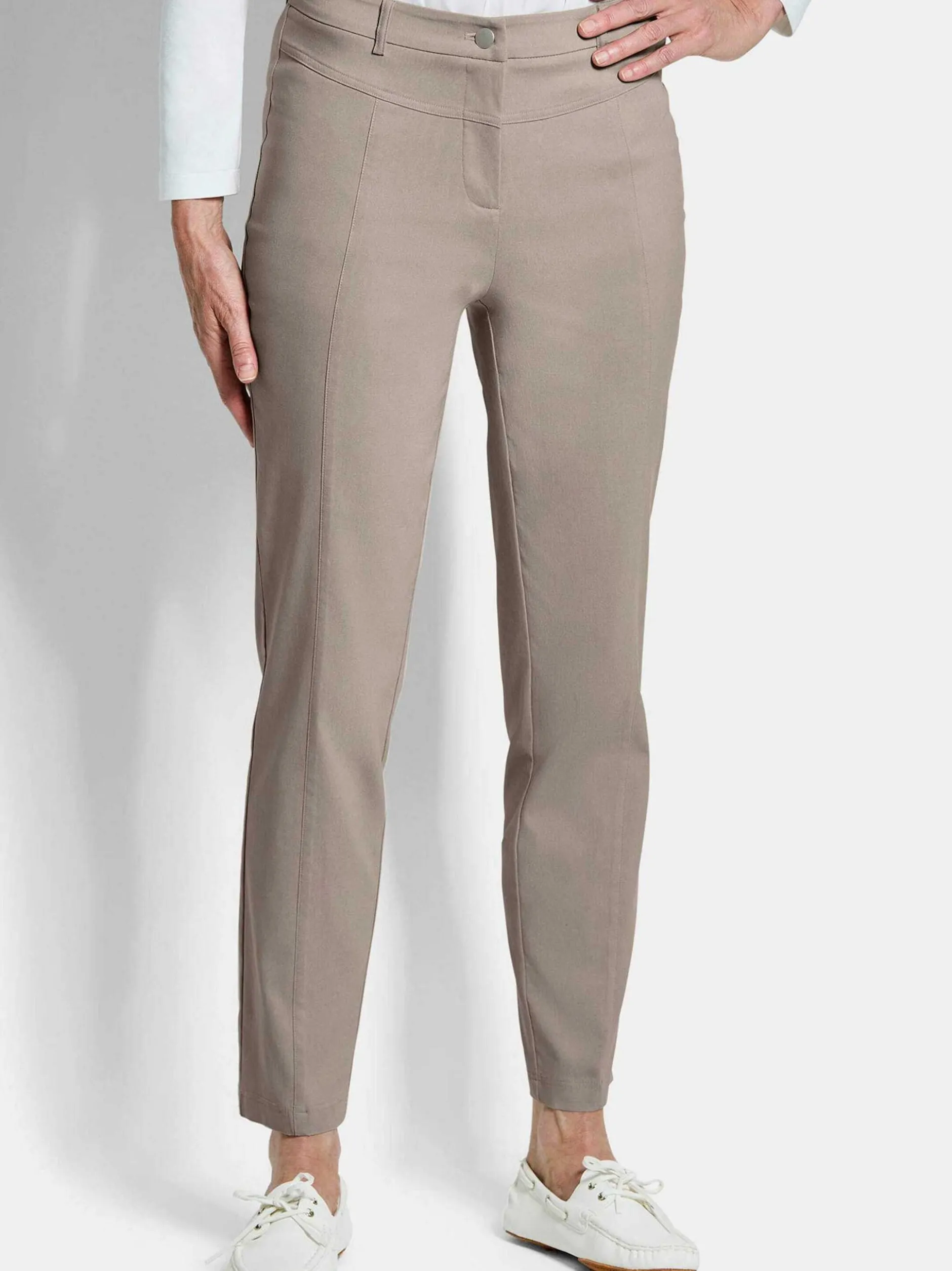 Goldner Damen Stoffhosen - Kurzgröße in beige