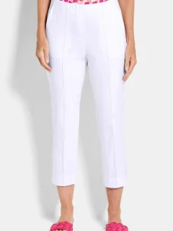 Goldner Damen Stretchhosen in weiß