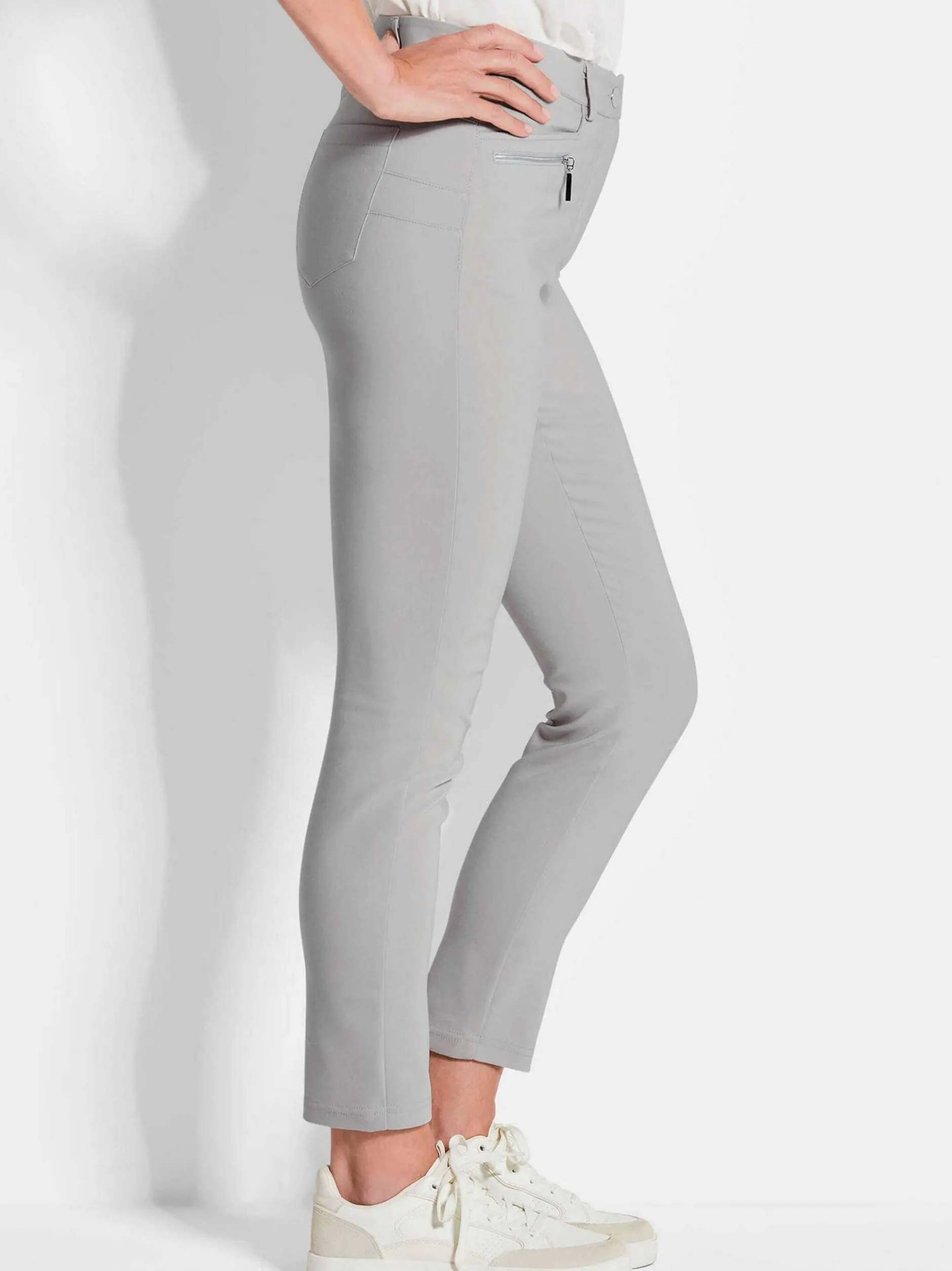 Goldner Damen Stretchhosen in grau