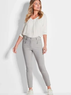 Goldner Damen Stretchhosen in grau