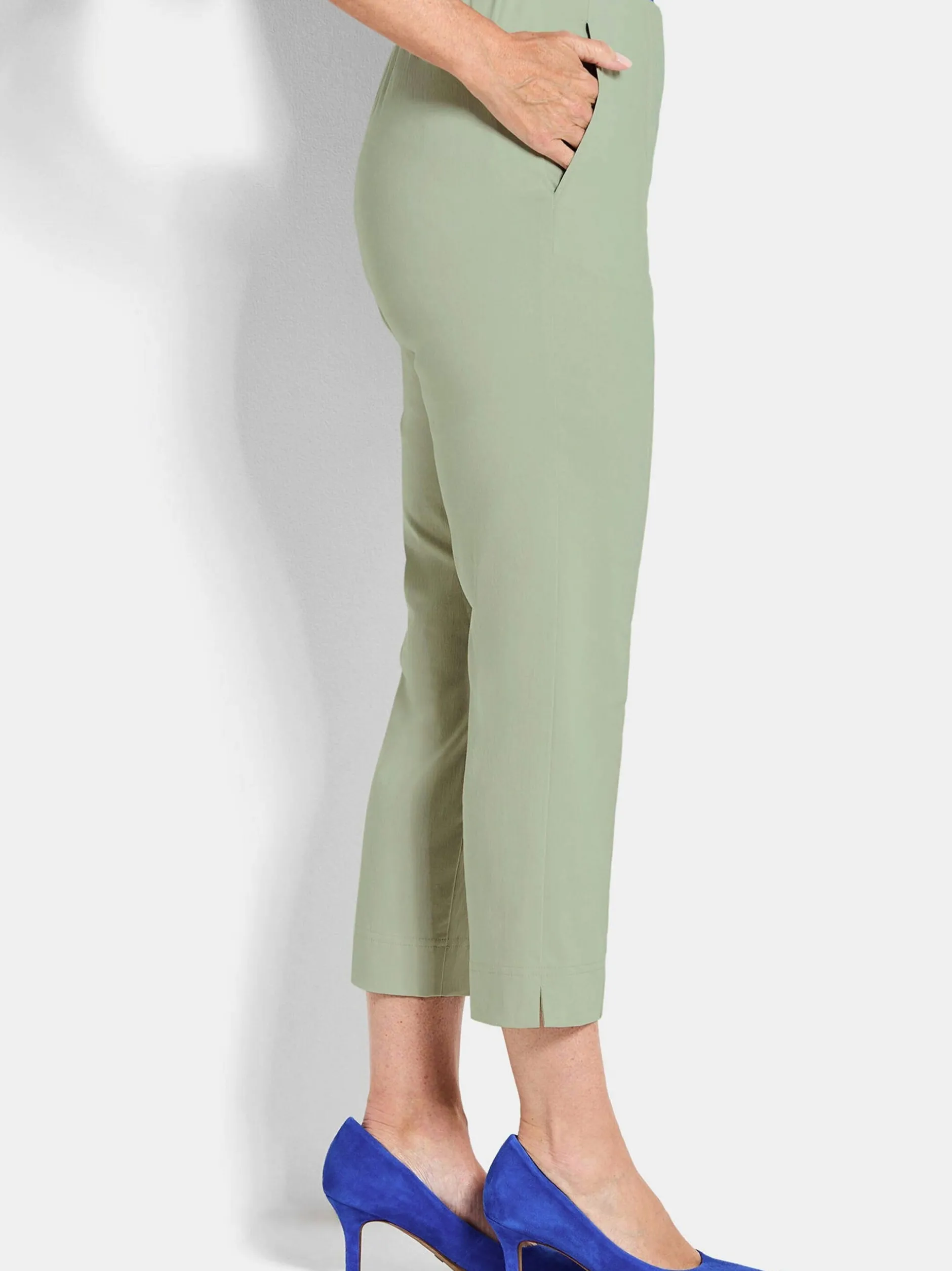 Goldner Damen Stretchhosen in grün