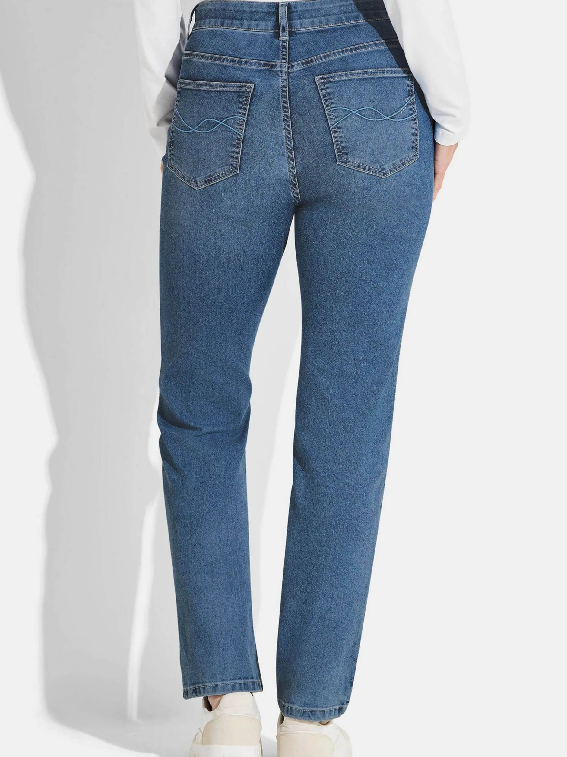 Goldner Damen Stretchjeans in hellblau