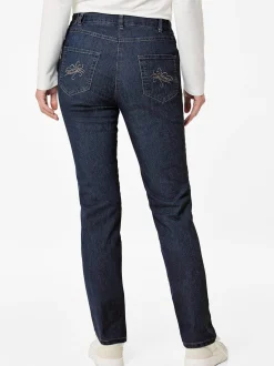 Goldner Damen Stretchjeans in blau