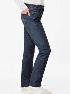 Goldner Damen Stretchjeans in blau