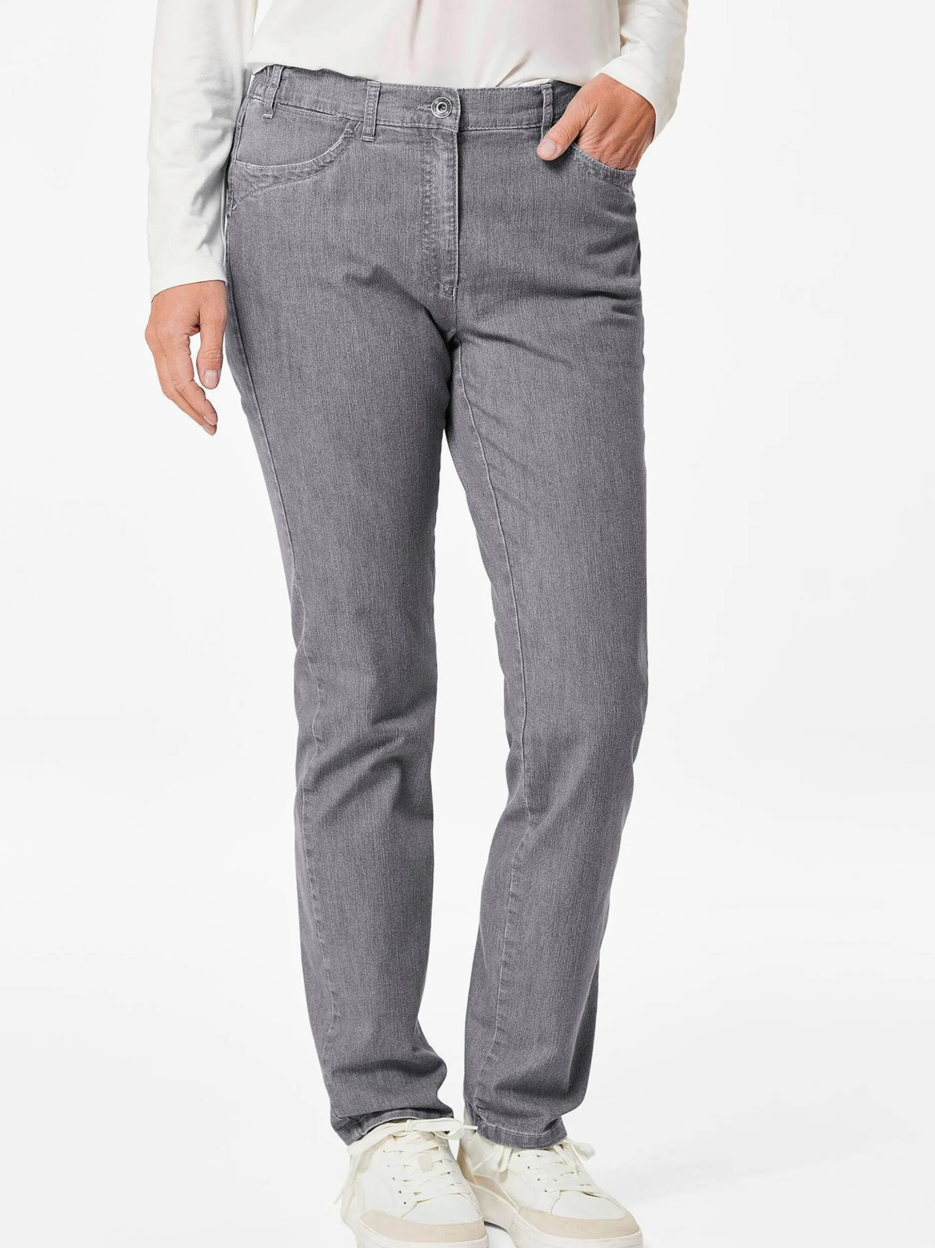 Goldner Damen Stretchjeans in grau