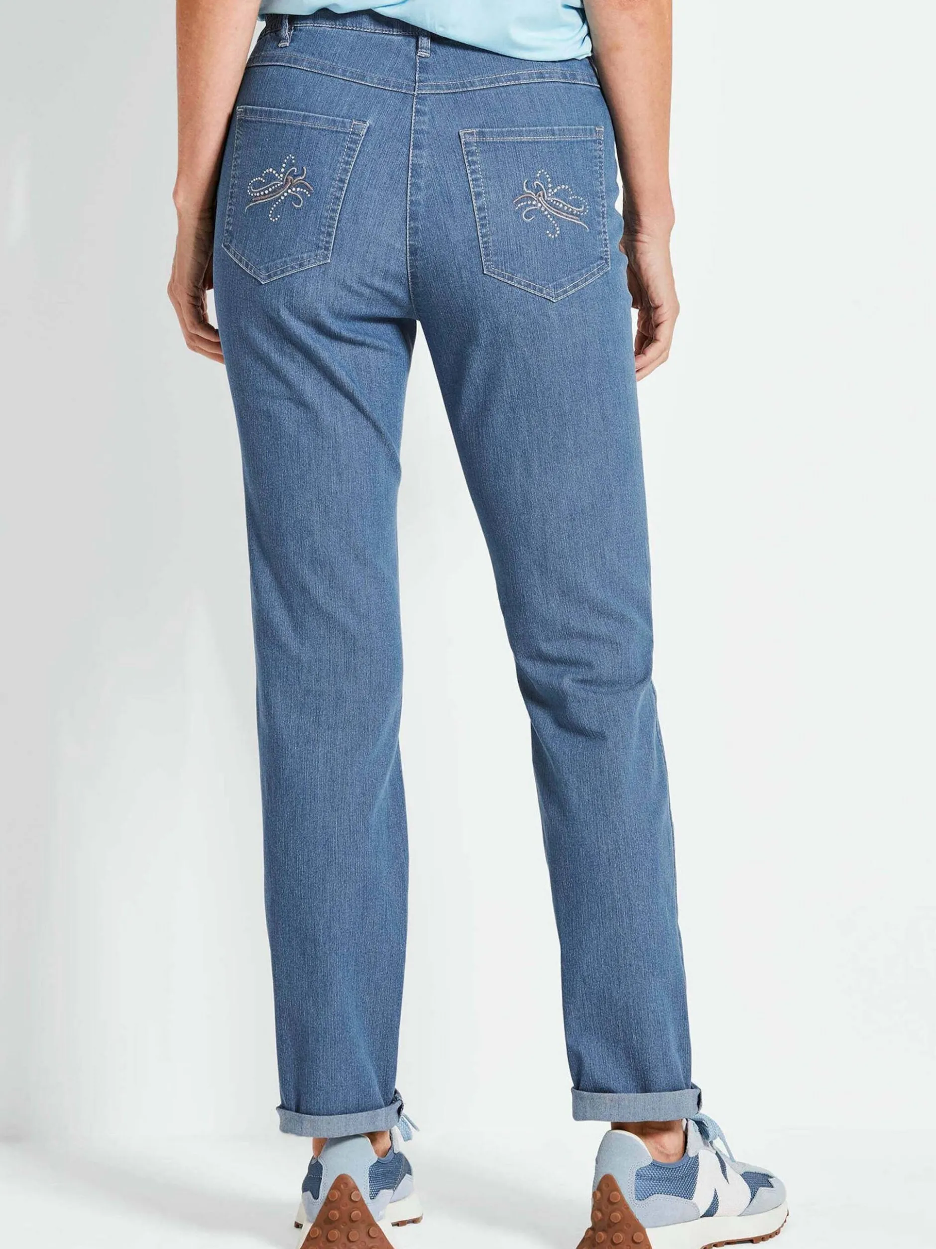Goldner Damen Stretchjeans in hellblau