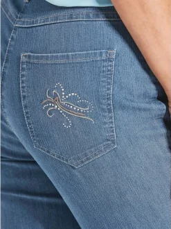 Goldner Damen Stretchjeans in hellblau
