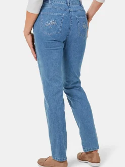 Goldner Damen Stretchjeans in hellblau