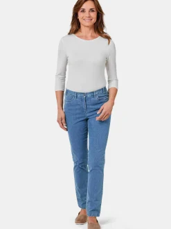 Goldner Damen Stretchjeans in hellblau