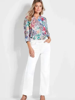Goldner Damen Stretchjeans in weiß