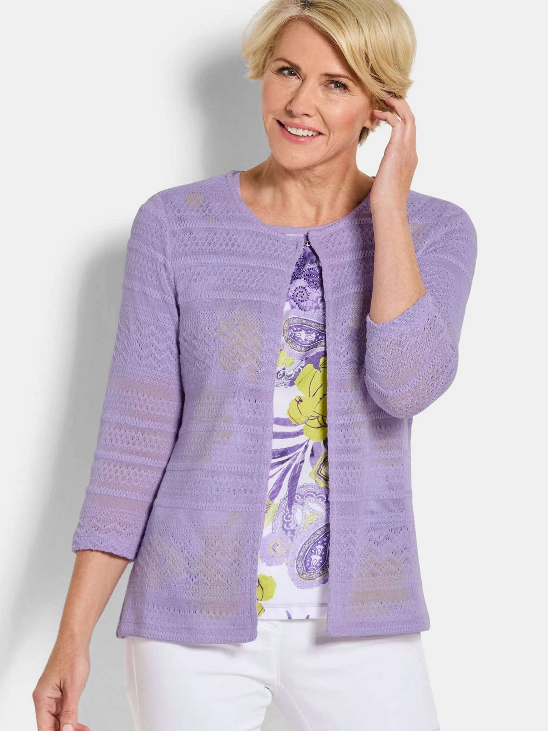 Goldner Damen Strickjacke in flieder