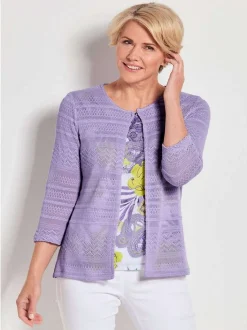 Goldner Damen Strickjacke in flieder