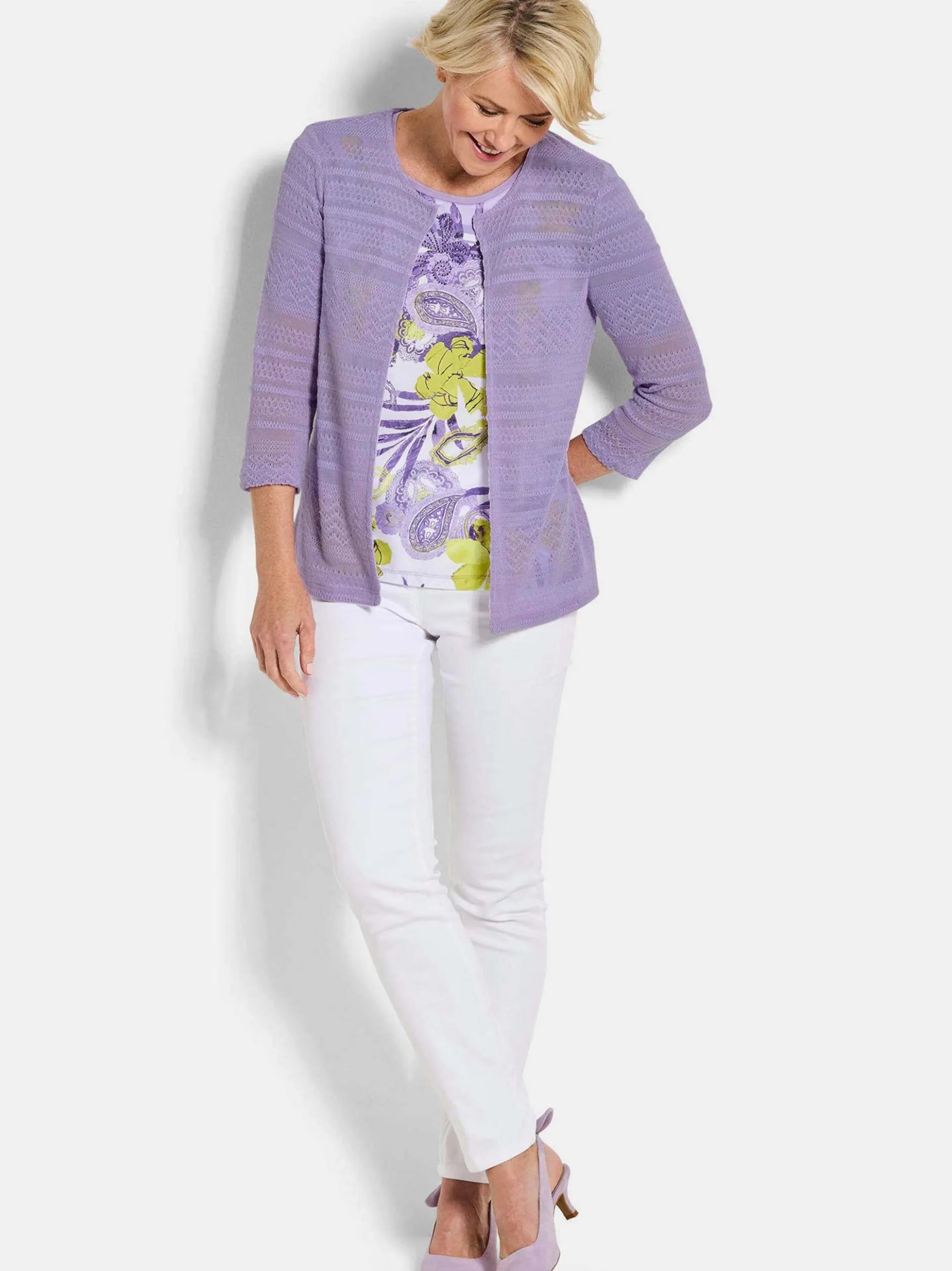 Goldner Damen Strickjacke in flieder