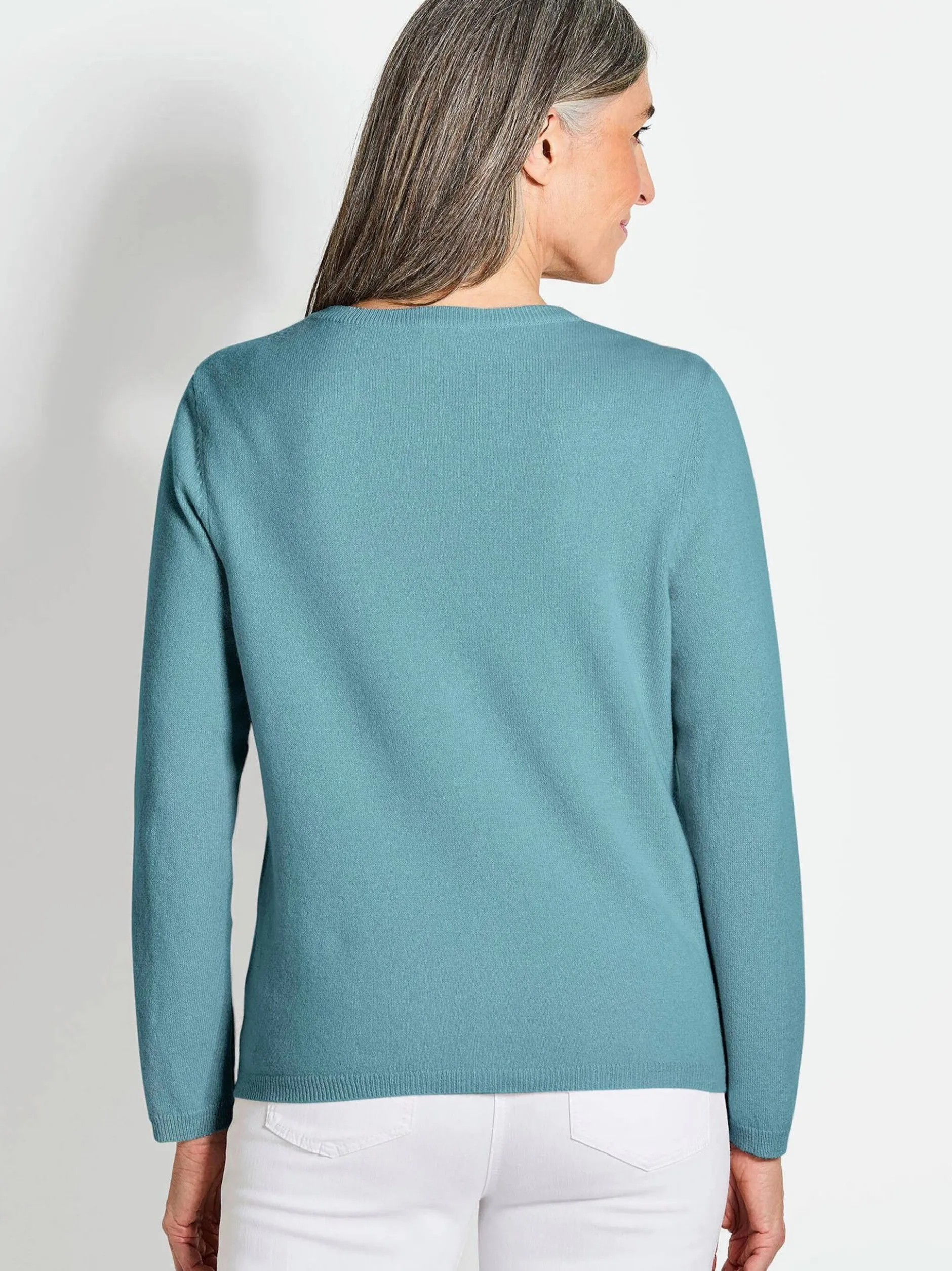 Goldner Damen Strickjacken in aqua - Ärmel: langarm