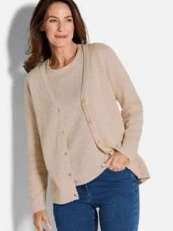 Goldner Damen Strickjacken in beige - Ärmel: langarm