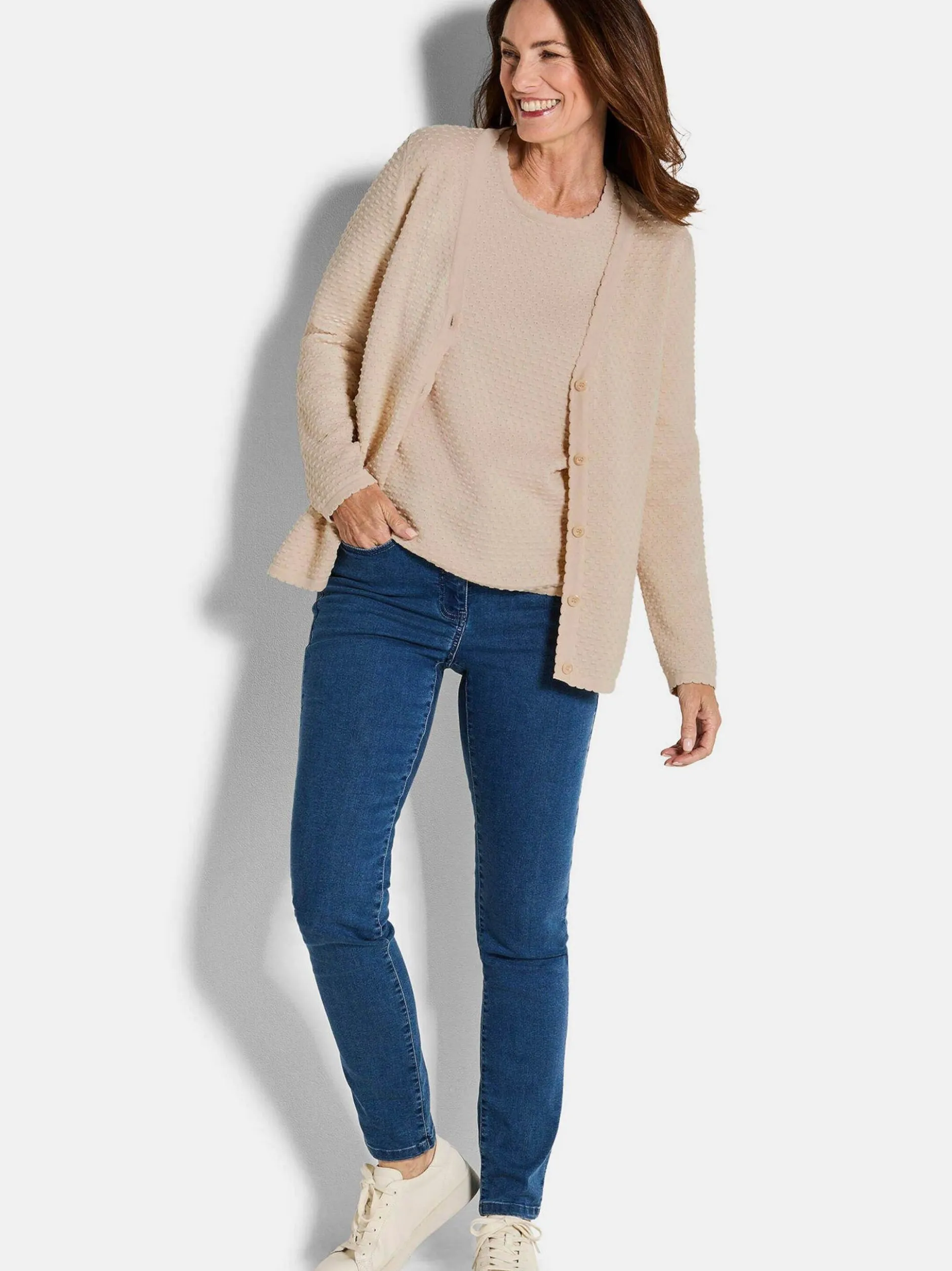 Goldner Damen Strickjacken in beige - Ärmel: langarm