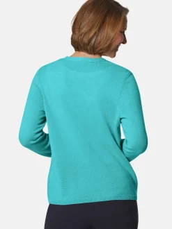 Goldner Damen Strickjacken - Kurzgröße in aqua