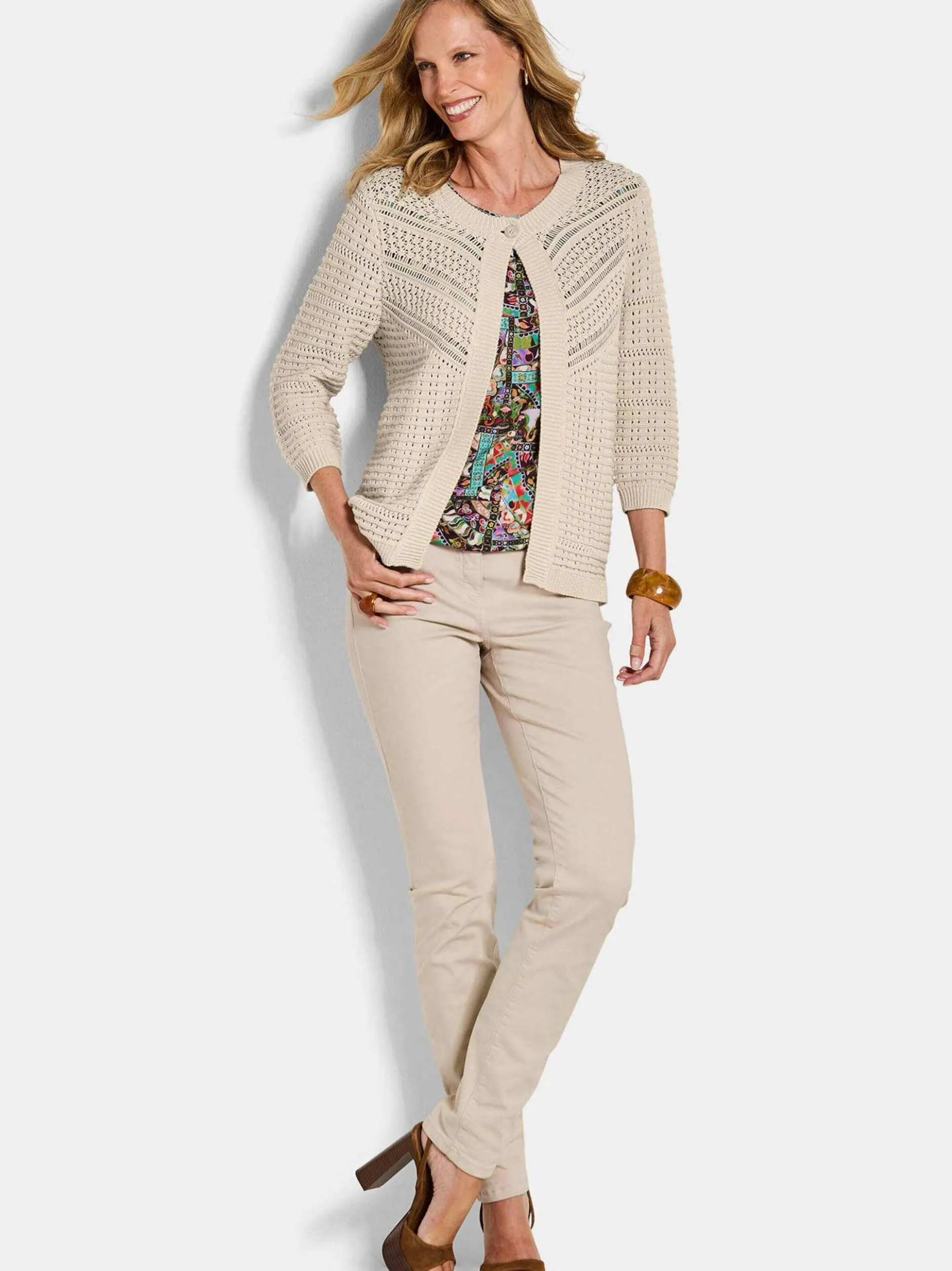 Goldner Damen Strickjacken - Kurzgröße in beige