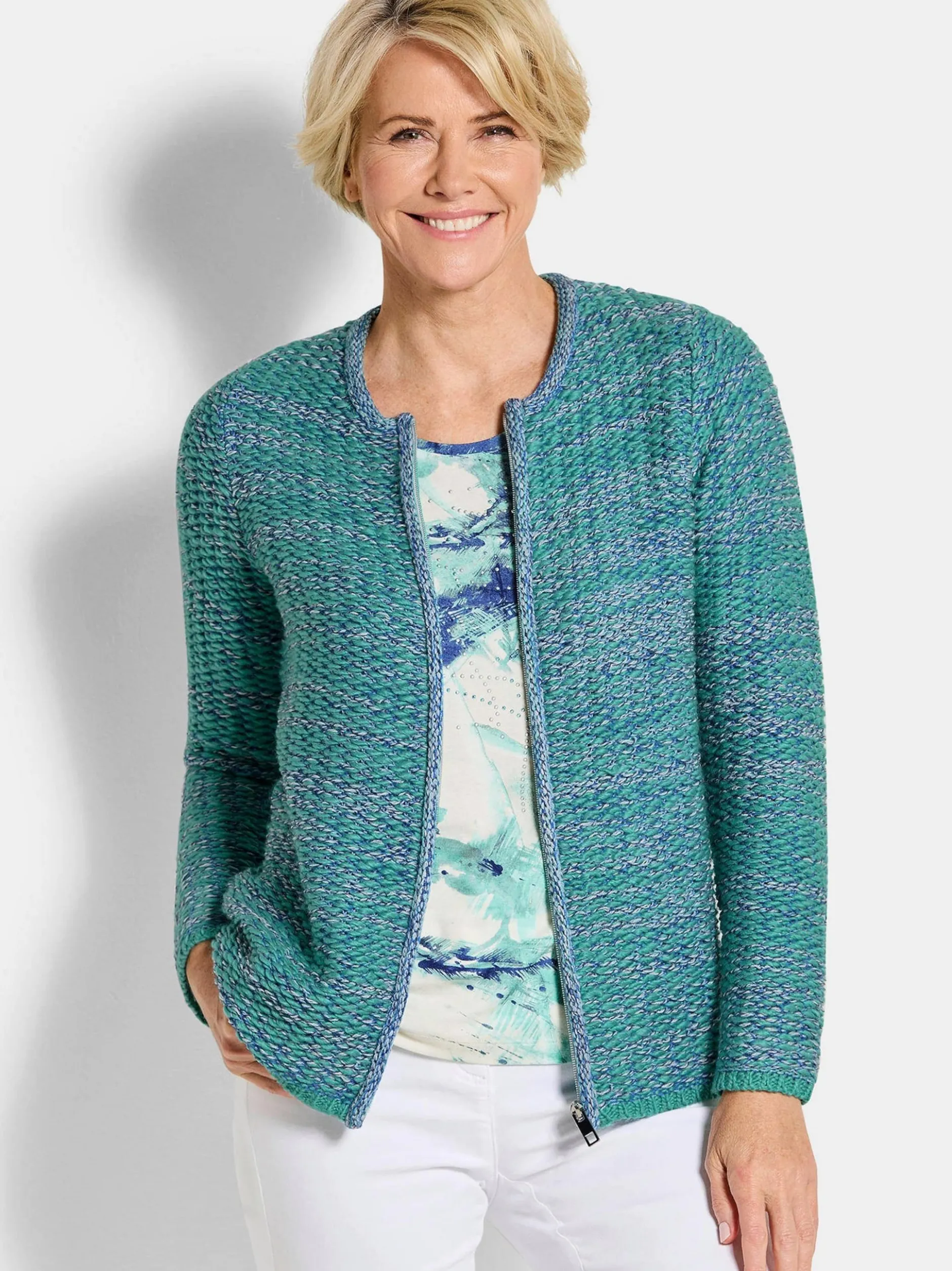 Goldner Damen Strickjacken - Kurzgröße in türkis