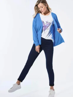 Goldner Damen Strickjacken - Kurzgröße in blau