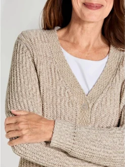 Goldner Damen Strickjacken - Kurzgröße in weiß