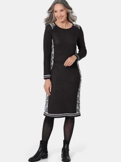 Goldner Damen Strickkleider in schwarz