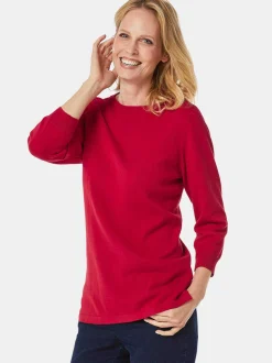 Goldner Damen Strickpullover in rot - Ausschnitt: U-Boot