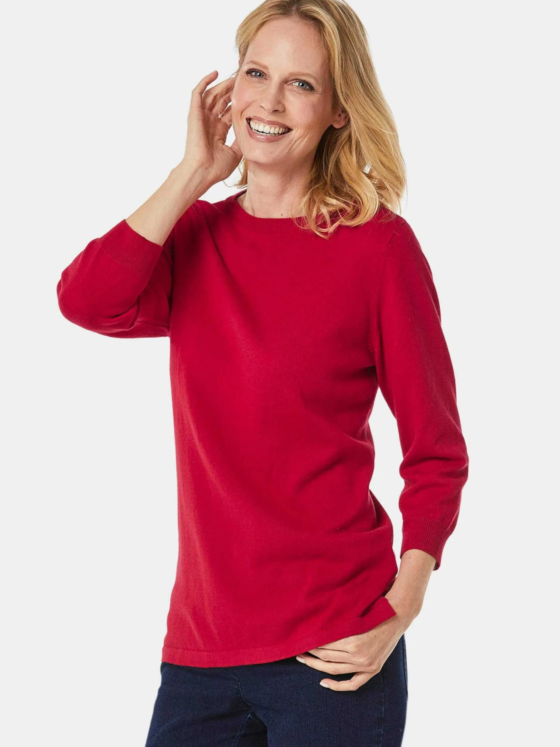 Goldner Damen Strickpullover in rot - Ausschnitt: U-Boot