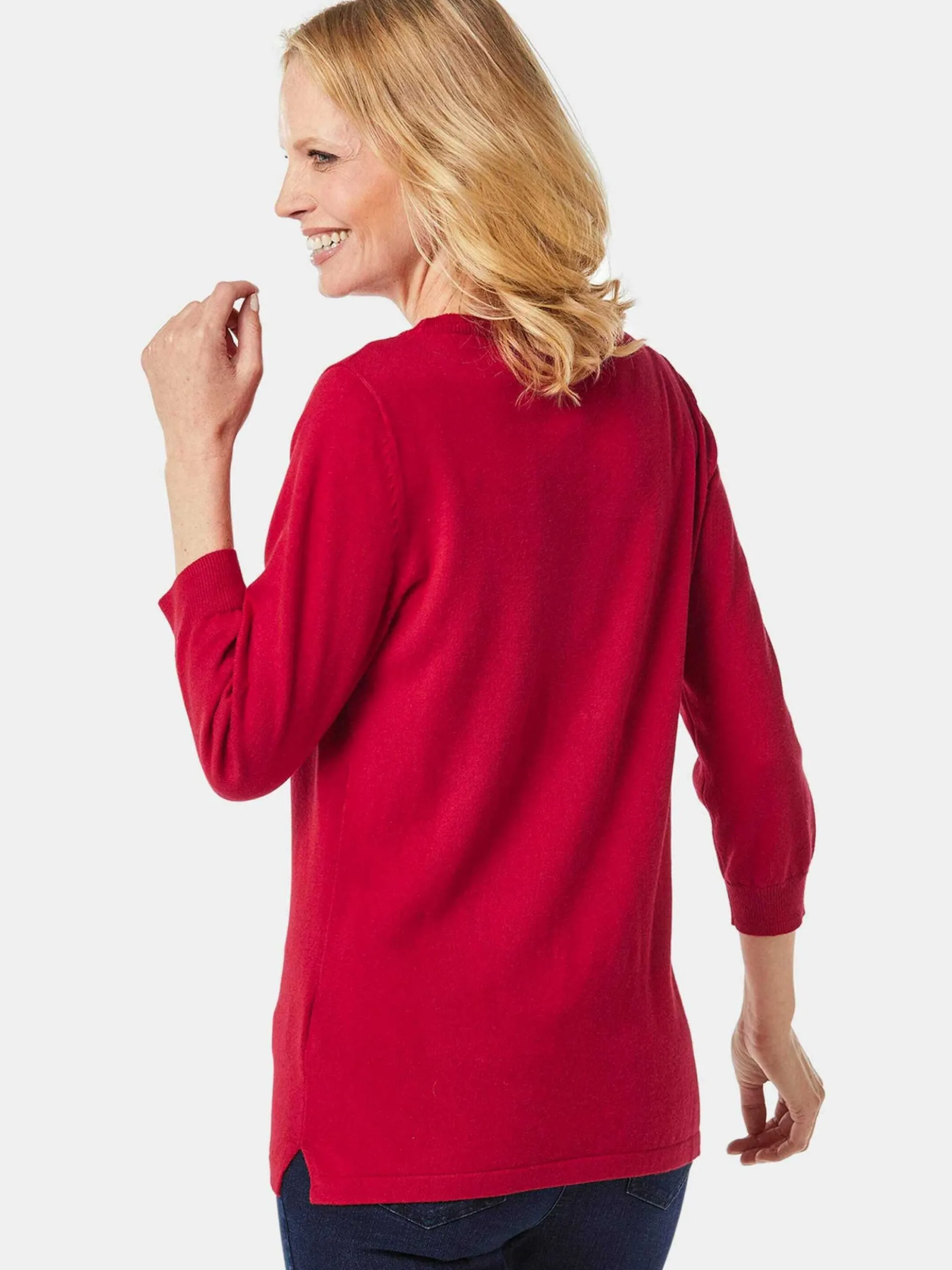 Goldner Damen Strickpullover in rot - Ausschnitt: U-Boot