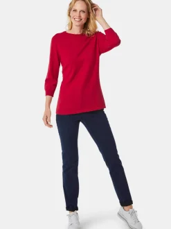 Goldner Damen Strickpullover in rot - Ausschnitt: U-Boot
