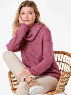 Goldner Damen Strickpullover - Kurzgröße in bordeaux