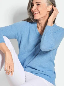 Goldner Damen Strickpullover in blau - Ärmel: langarm