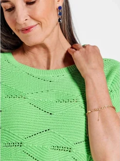Goldner Damen Strickpullover - Kurzgröße in grün