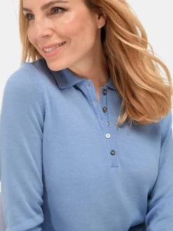 Goldner Damen Strickpullover - Kurzgröße in blau