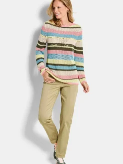 Goldner Damen Strickpullover - Kurzgröße in mehrfarbig