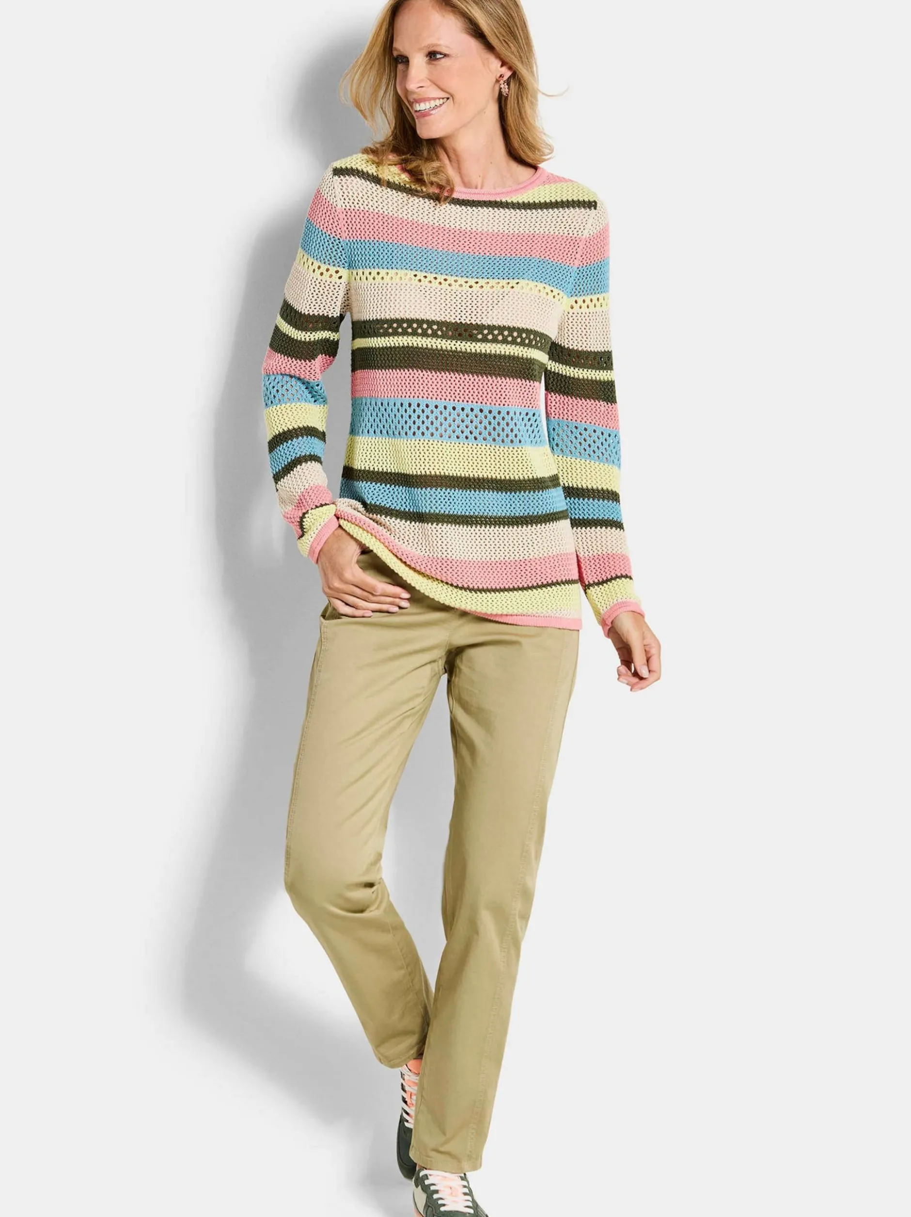 Goldner Damen Strickpullover - Kurzgröße in mehrfarbig