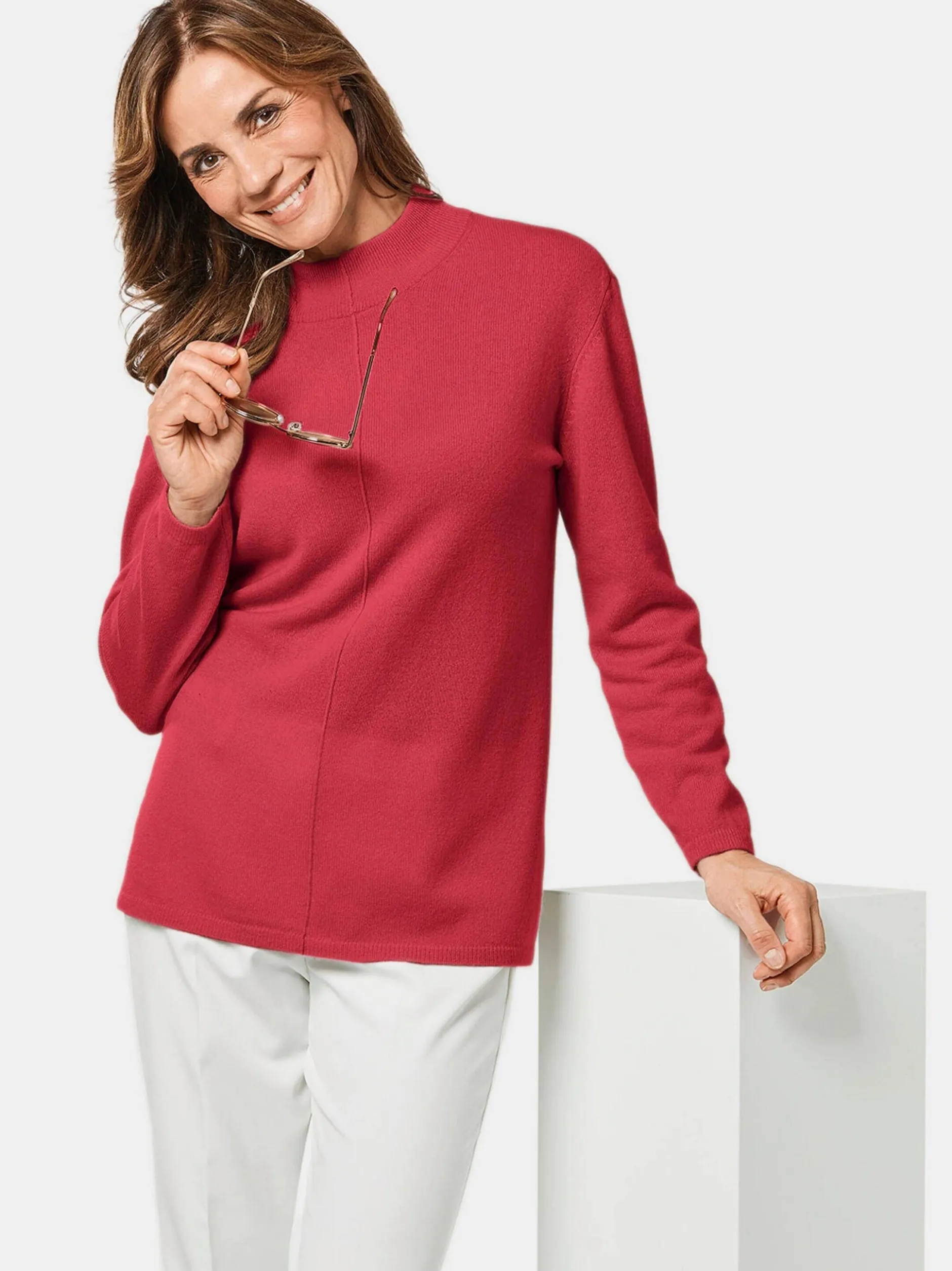 Goldner Damen Strickpullover in koralle - Ärmel: langarm