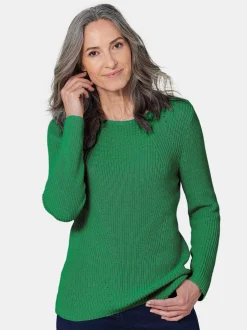 Goldner Damen Strickpullover in grün - Ärmel: langarm
